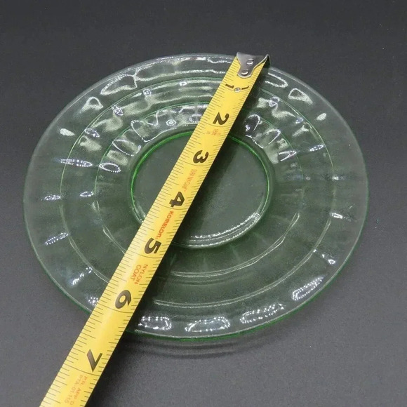 Vintage Hocking Block Optic Sandwich Plate Green Depression 1929-33 - Picture 3 of 4